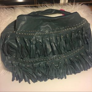 Brand New Blue Tasseled Hobo Bag